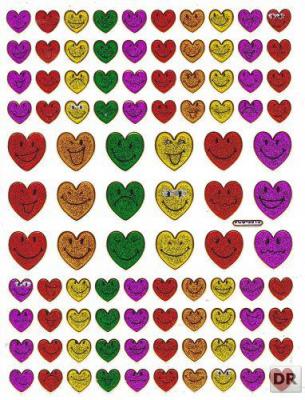 Coeur coeurs coloré amour autocollant métallique effet scintillant pour enfants artisanat maternelle anniversaire 1 feuille 046