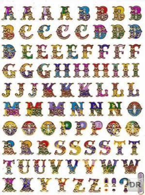 Letters ABC colorful height 9 mm sticker sticker metallic glitter effect school office folder children craft kindergarten 1 sheet 048