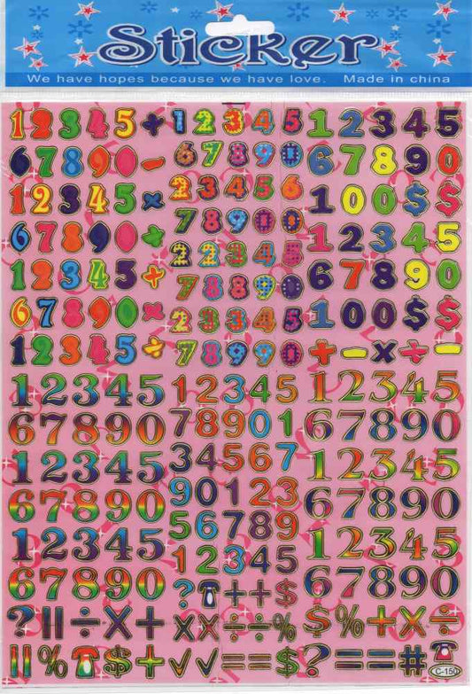 Numbers colorful stickers for children crafts kindergarten birthday 1 sheet 049
