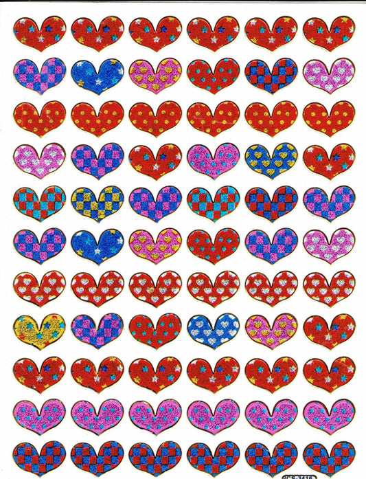 Coeur coeurs coloré amour autocollant métallique effet scintillant pour enfants artisanat maternelle anniversaire 1 feuille 059