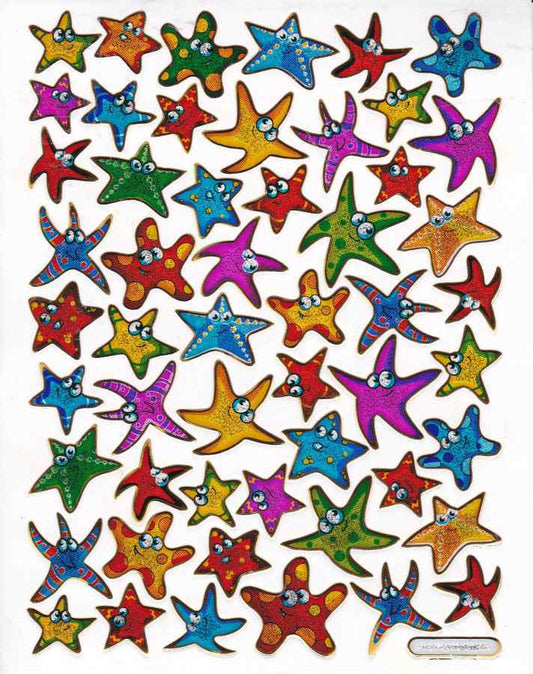 Sterne Stern bunt Aufkleber Sticker metallic Glitzer Effekt für Kinder Basteln Kindergarten Geburtstag 1 Bogen 060