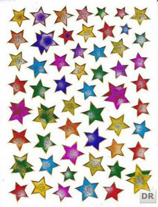 Sterne Stern bunt Aufkleber Sticker metallic Glitzer Effekt für Kinder Basteln Kindergarten Geburtstag 1 Bogen 061