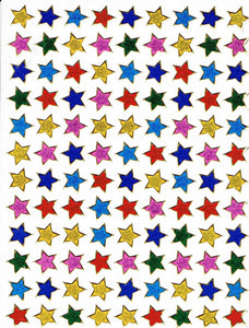Sterne Stern bunt Aufkleber Sticker metallic Glitzer Effekt für Kinder Basteln Kindergarten Geburtstag 1 Bogen 063