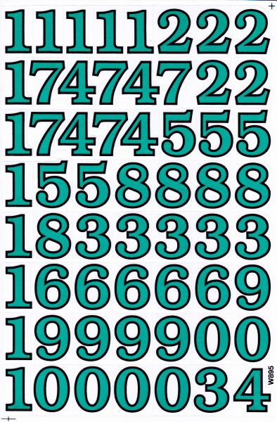 Numbers 123 green 30 mm high sticker for office folders children crafts kindergarten birthday 1 sheet 065