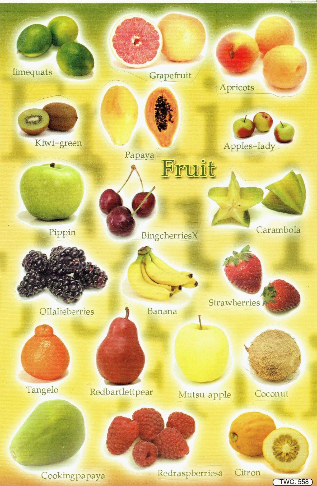 Früchte Banane Birne Brombeere Guave Aufkleber Sticker für Kinder Basteln Kindergarten Geburtstag 1 Bogen 069