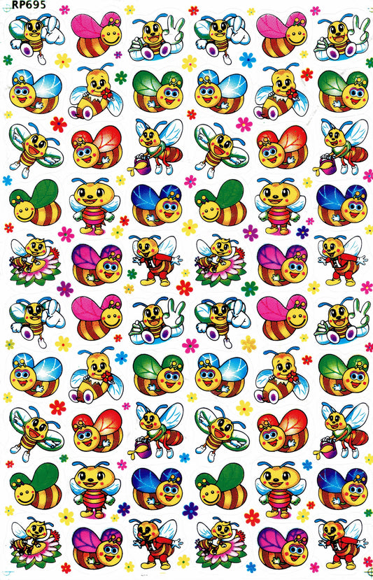 Bees Bumblebee Wasp Bee Insects Animals Stickers for Children Crafts Kindergarten Birthday 1 sheet 072