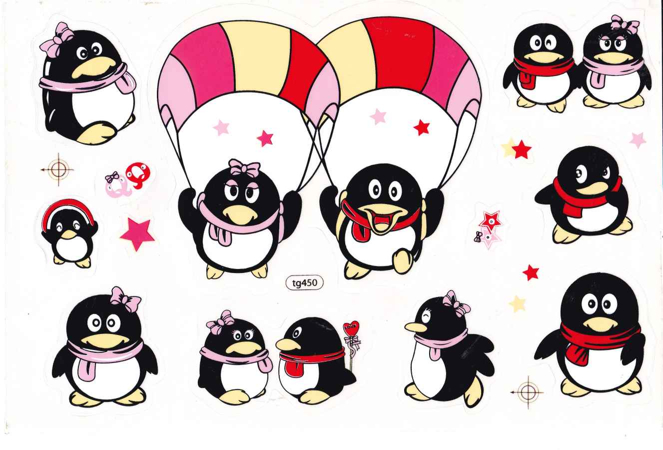 Pinguin Pinguine Tiere Aufkleber Sticker für Kinder Basteln Kindergarten Geburtstag 1 Bogen 072