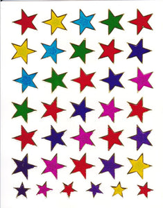 Sterne Stern bunt Aufkleber Sticker metallic Glitzer Effekt für Kinder Basteln Kindergarten Geburtstag 1 Bogen 078