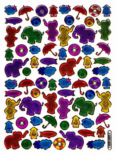 Elefant Elefanten bunt Tiere Aufkleber Sticker metallic Glitzer Effekt Kinder Basteln Kindergarten 1 Bogen 082