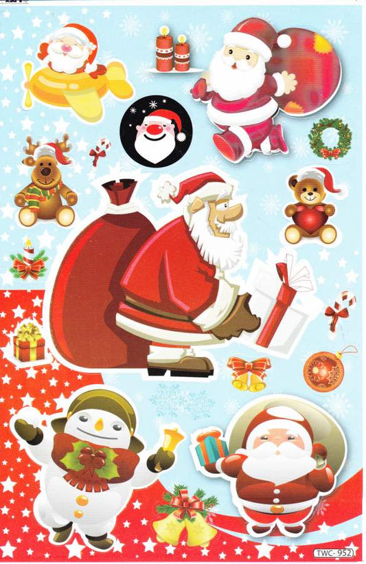 Christmas snowman Santa Claus sticker for children craft kindergarten birthday 1 sheet 086