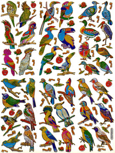 Vogel Vögel Papagei bunt Tiere Aufkleber Sticker metallic Glitzer Effekt Kinder Basteln Kindergarten 1 Bogen 088