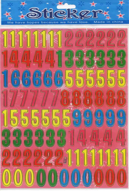 Numéros numéros autocollants colorés pour enfants artisanat maternelle anniversaire 1 feuille 089