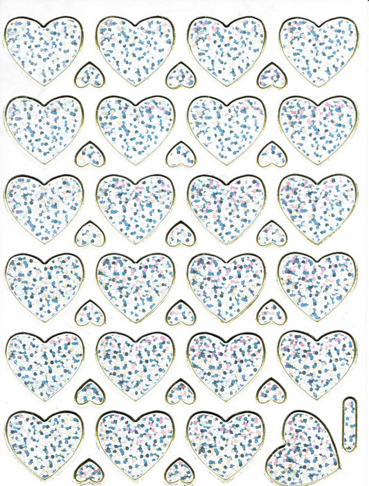 Heart Hearts Silver Love Sticker Metallic Glitter Effect for Children Crafts Kindergarten 1 sheet 097