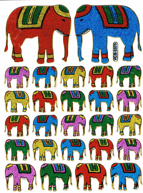 Elefant Elefanten bunt Tiere Aufkleber Sticker metallic Glitzer Effekt Kinder Basteln Kindergarten 1 Bogen 098