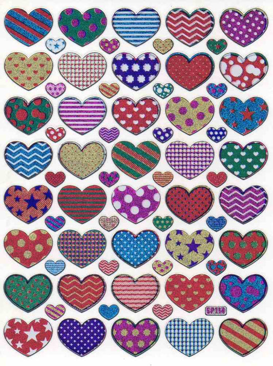Coeur coeurs coloré amour autocollant métallique effet scintillant pour enfants artisanat maternelle anniversaire 1 feuille 102