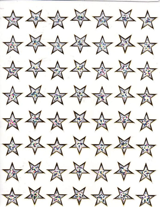 Sterne Stern silber Aufkleber Sticker metallic Glitzer Effekt für Kinder Basteln Kindergarten Geburtstag 1 Bogen 102