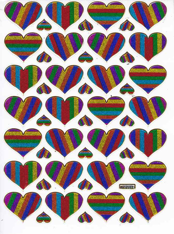 Herz Herzen bunt Liebe Aufkleber Sticker metallic Glitzer Effekt für Kinder Basteln Kindergarten Geburtstag 1 Bogen 103