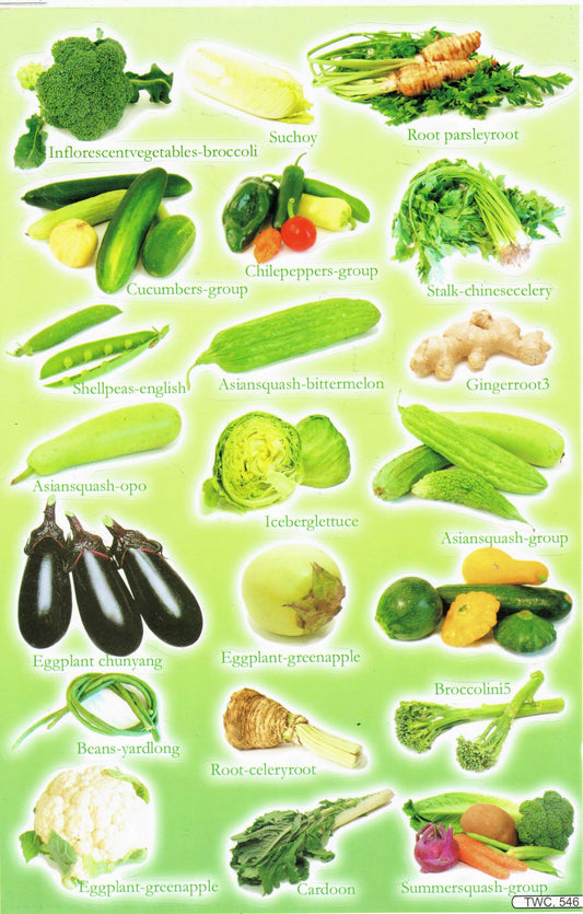 Légumes pois concombre paprika brocoli autocollants pour enfants artisanat maternelle anniversaire 1 feuille 106