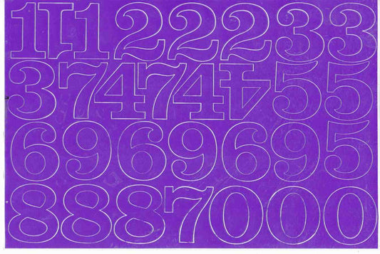 Numéros chiffres violet 40 mm de haut autocollants pour dossiers de bureau enfants artisanat maternelle anniversaire 1 feuille 107