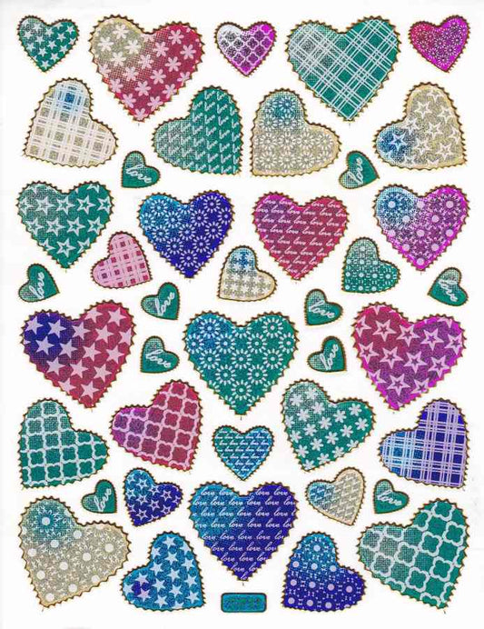Coeur coeurs coloré amour autocollant métallique effet scintillant pour enfants artisanat maternelle anniversaire 1 feuille 109