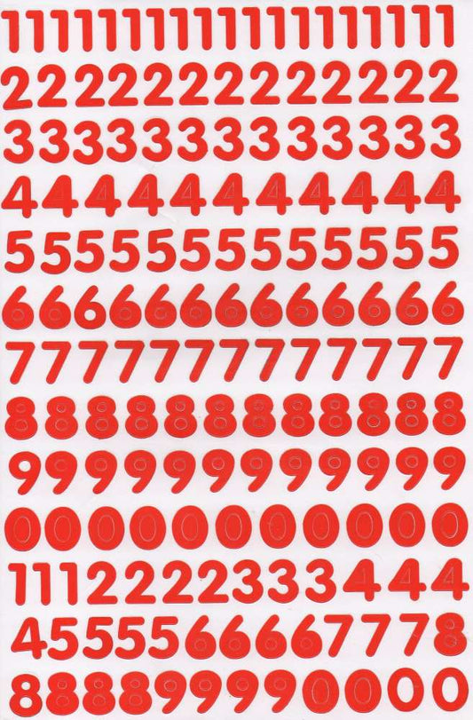 Numbers 123 red 16 mm high sticker for office folders children crafts kindergarten birthday 1 sheet 117