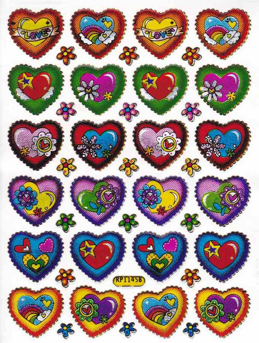 Coeur coeurs coloré amour autocollant métallique effet scintillant pour enfants artisanat maternelle anniversaire 1 feuille 117