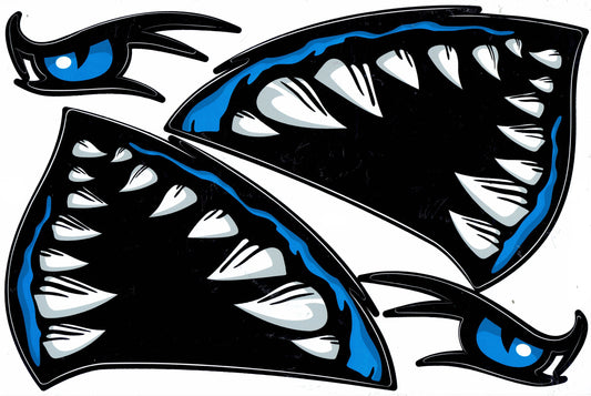 Requin bouche pharynx gullet dents bleu autocollant moto scooter planche à roulettes voiture tuning modèle construction auto-adhésif 120