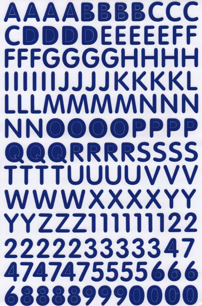 Letters ABC blue 17 mm high sticker for office folders children crafts kindergarten birthday 1 sheet 121