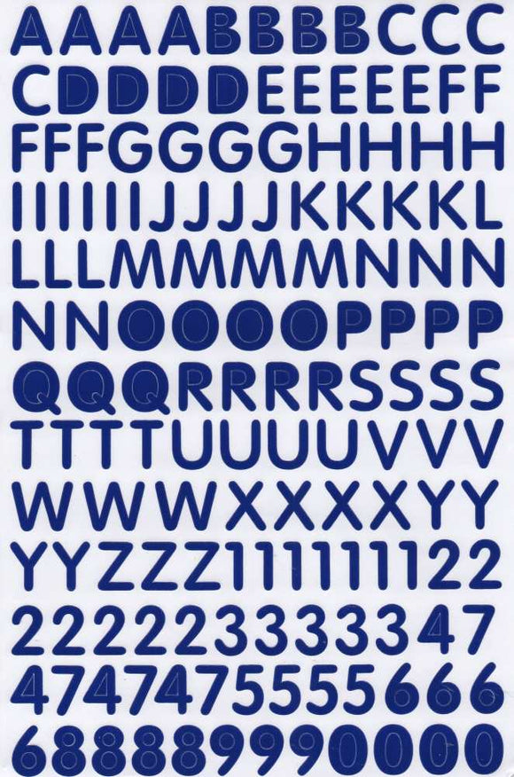 Buchstaben ABC blau 17 mm hoch Aufkleber Sticker für Büro Ordner Kinder Basteln Kindergarten Geburtstag 1 Bogen 121