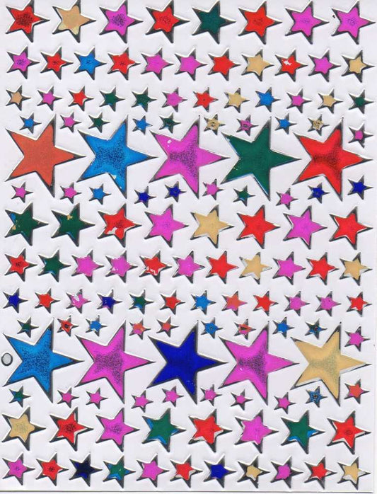 Étoiles étoiles autocollants colorés effet scintillant métallique pour enfants artisanat maternelle anniversaire 1 feuille 123