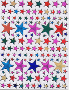 Sterne Stern bunt Aufkleber Sticker metallic Glitzer Effekt für Kinder Basteln Kindergarten Geburtstag 1 Bogen 123