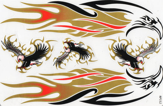 Eagle head flames fire gold sticker motorcycle scooter skateboard car tuning model building self-adhesive 126