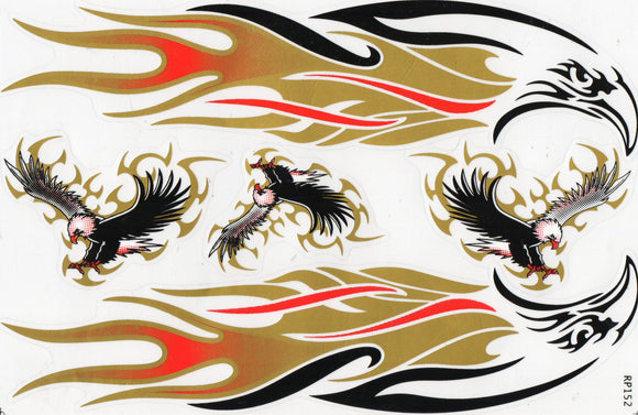 Eagle head flames fire gold sticker motorcycle scooter skateboard car tuning model building self-adhesive 126
