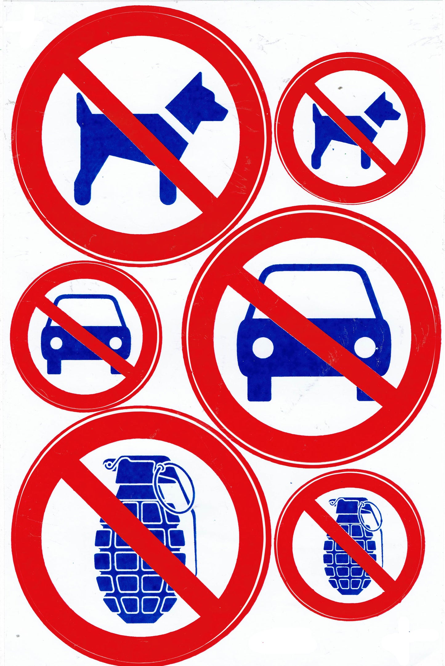 Prohibited "dog car hand grenade" sticker sticker self-adhesive 128