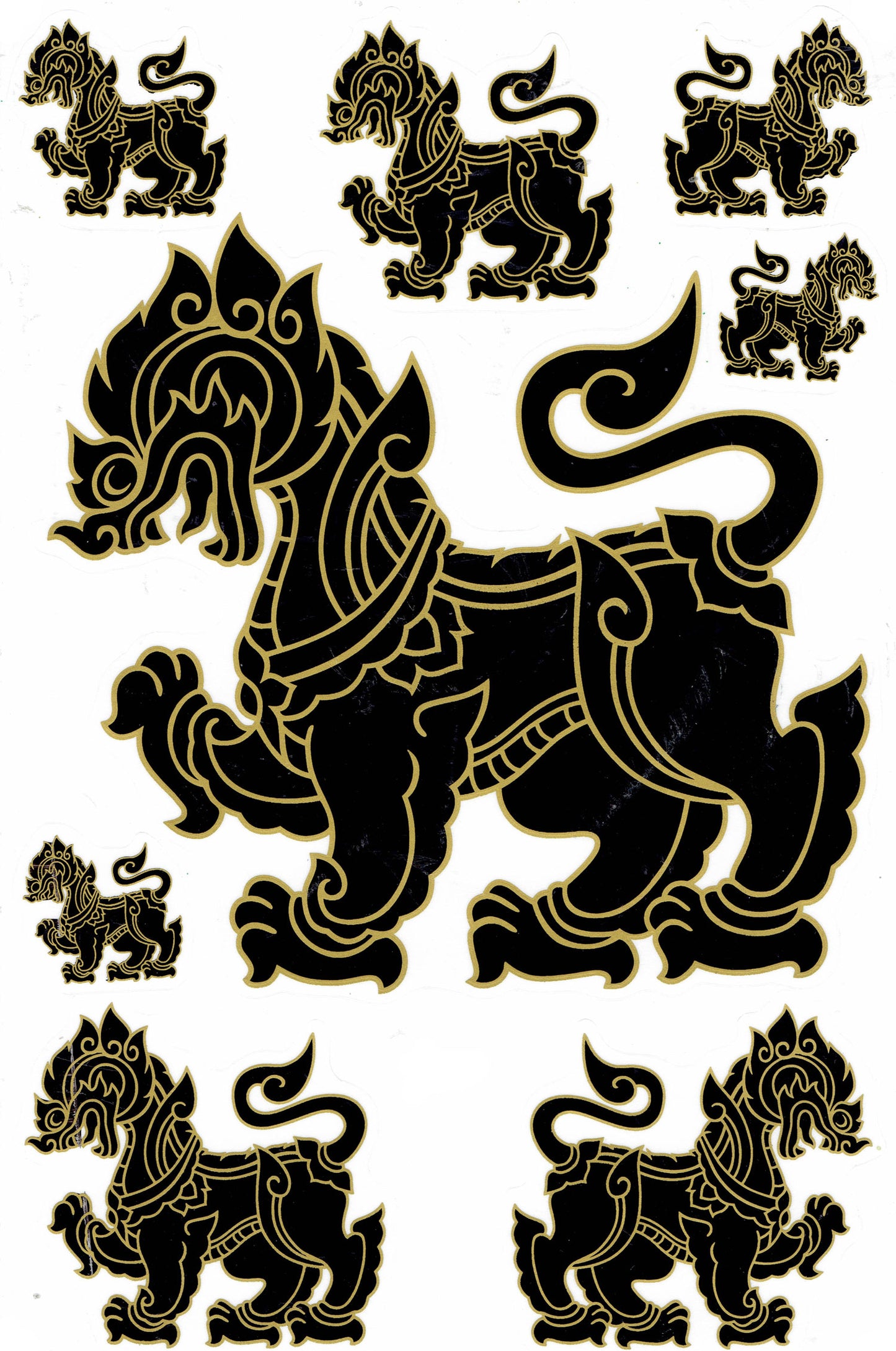 (Schwarz) Chinesischer Löwe und Drachen Aufkleber Sticker - Perfekt für Motorrad, Roller, Skateboard, Auto Tuning, Modellbau - Selbstklebend