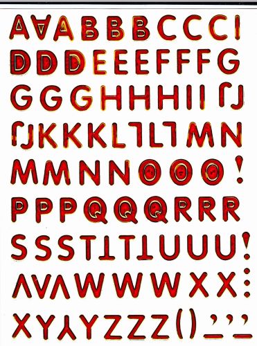 Letters ABC red height 9 mm sticker sticker metallic glitter effect school office folder children craft kindergarten 1 sheet 129