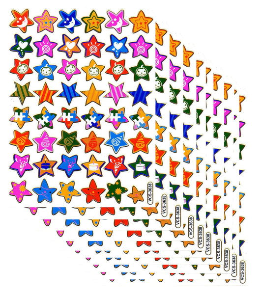 10ER Vorteilsangebot Sterne Stern bunt Aufkleber Sticker metallic Glitzer Effekt für Kinder Basteln Kindergarten Geburtstag 10 Bogen 131