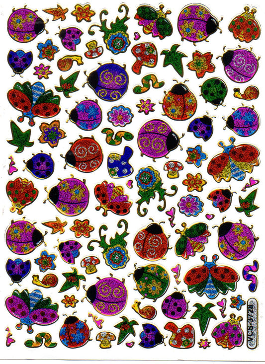 Bugs Insects Colorful Animals Sticker Metallic Glitter Effect Children Crafts Kindergarten 1 sheet 131