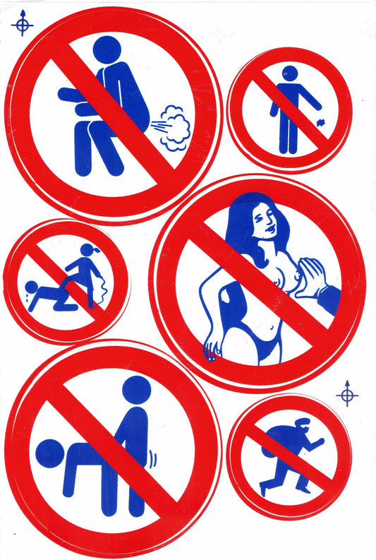 Forbidden" farting touching breasts whipping" sticker sticker self-adhesive 138
