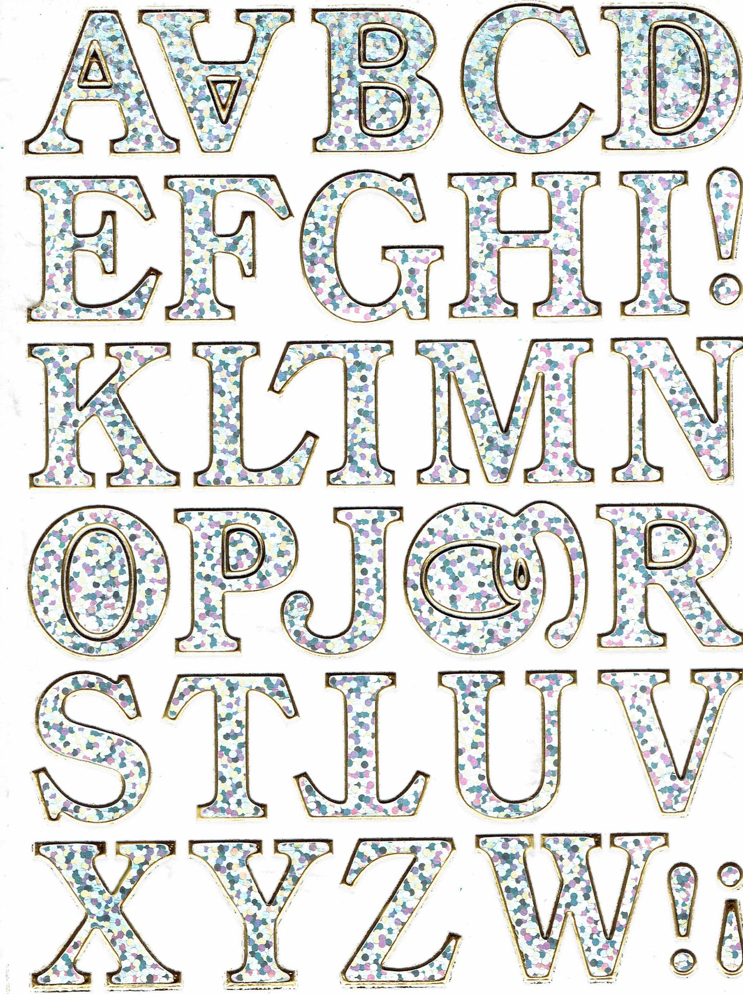Buchstaben ABC silber Höhe 20 mm Aufkleber Sticker metallic Glitzer Effekt Schule Büro Ordner Kinder Basteln Kindergarten 1 Bogen 142