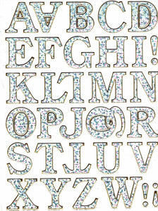 Buchstaben ABC silber Höhe 20 mm Aufkleber Sticker metallic Glitzer Effekt Schule Büro Ordner Kinder Basteln Kindergarten 1 Bogen 142