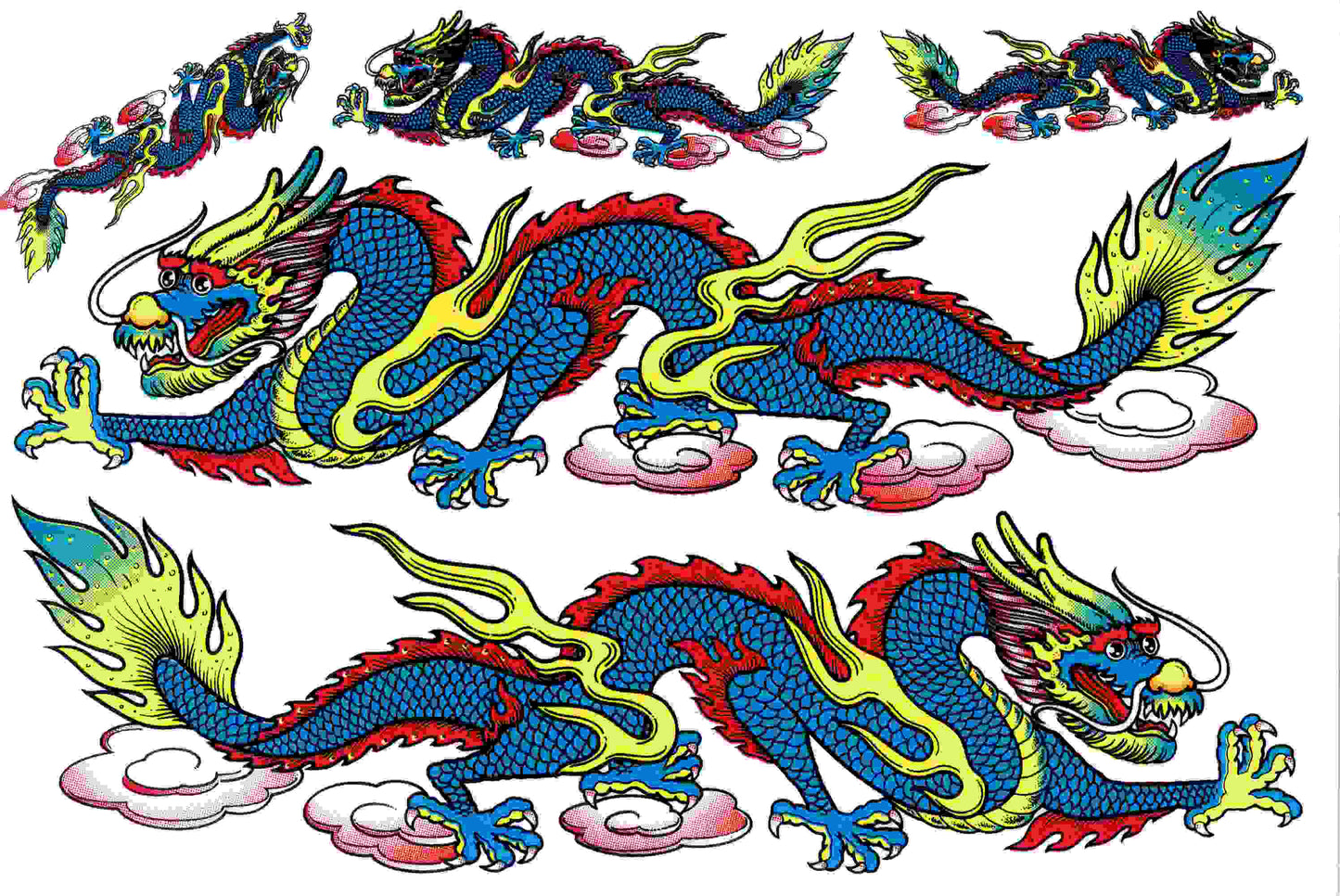 Drachen Schlange blau Aufkleber Sticker Motorrad Roller Skateboard Auto Tuning selbstklebend 143