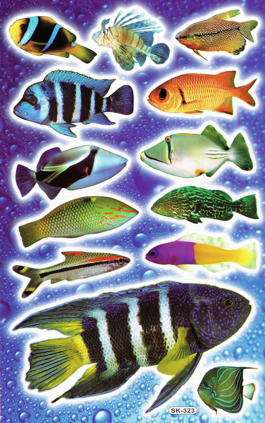 Poissons mer aquarium poissons animaux autocollants pour enfants artisanat maternelle anniversaire 1 feuille 145