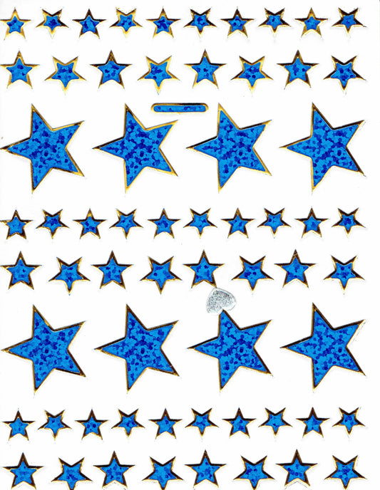 Sterne Stern blau Aufkleber Sticker metallic Glitzer Effekt für Kinder Basteln Kindergarten Geburtstag 1 Bogen 145