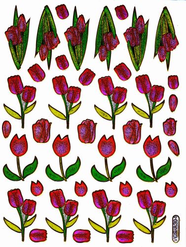 Tulip Tulips Flower Flowers Colorful Sticker Metallic Glitter Effect Children Crafts Nursery 1 Sheet 150