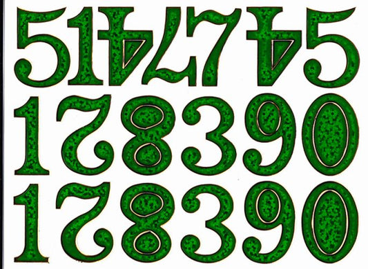 Numbers numbers green 123 height 28 mm sticker sticker metallic glitter effect school office folder children craft kindergarten 1 sheet 152