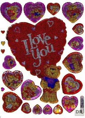 Heart hearts colorful love sticker metallic glitter effect for children crafts kindergarten birthday 1 sheet 156