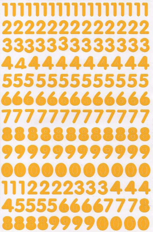 Zahlen Nummern 123 gelb 16 mm hoch Aufkleber Sticker für Büro Ordner Kinder Basteln Kindergarten Geburtstag 1 Bogen 158
