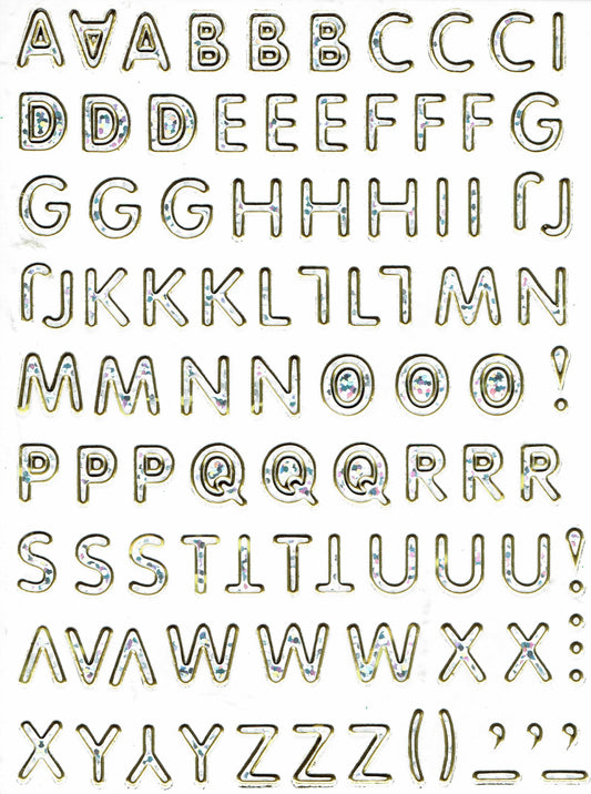 Buchstaben ABC silber Höhe 10 mm Aufkleber Sticker metallic Glitzer Effekt Schule Büro Ordner Kinder Basteln Kindergarten 1 Bogen 167