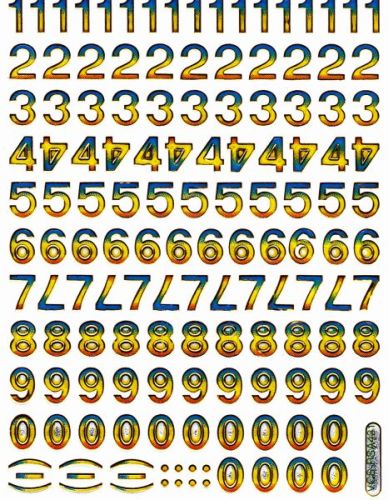 Zahlen Nummern bunt 123 Höhe 9 mm Aufkleber Sticker metallic Glitzer Effekt Schule Büro Ordner Kinder Basteln Kindergarten 1 Bogen 172